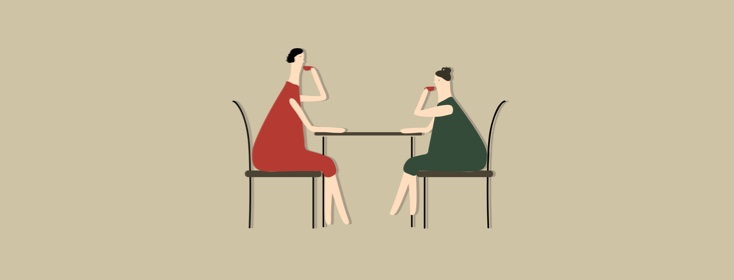 2 women dining at a table