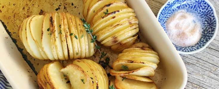 Lemon & Garlic Infused Hasselback Potatoes