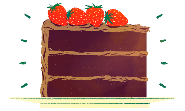 a chocolate cake with strawberries on top.