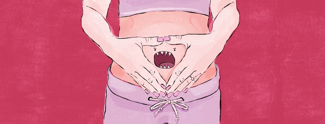 Endo belly, stomach with monster face