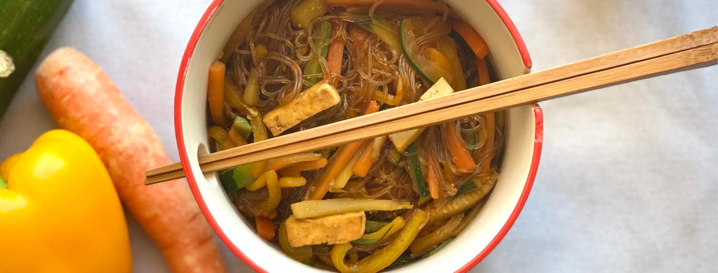 Glass noodles with veggies and tofu