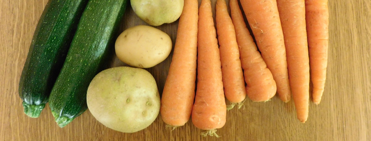 Zucchini, potatoes, and carrots