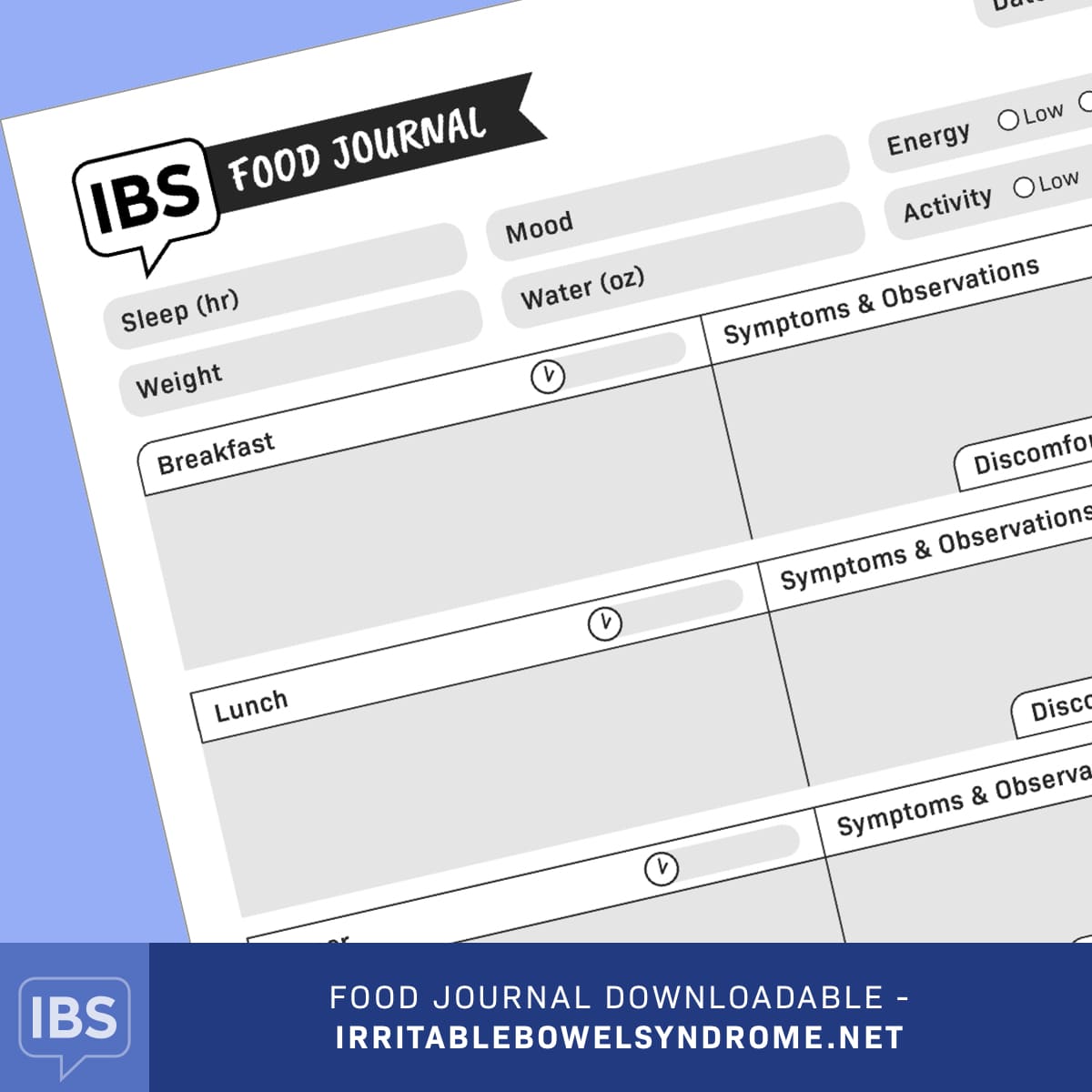 Food Journal Downloadable for IrritableBowelSyndrome.Net