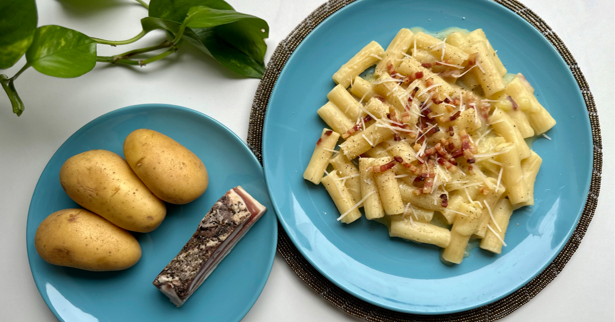 Pasta With Potato Cream and Bacon Recipe