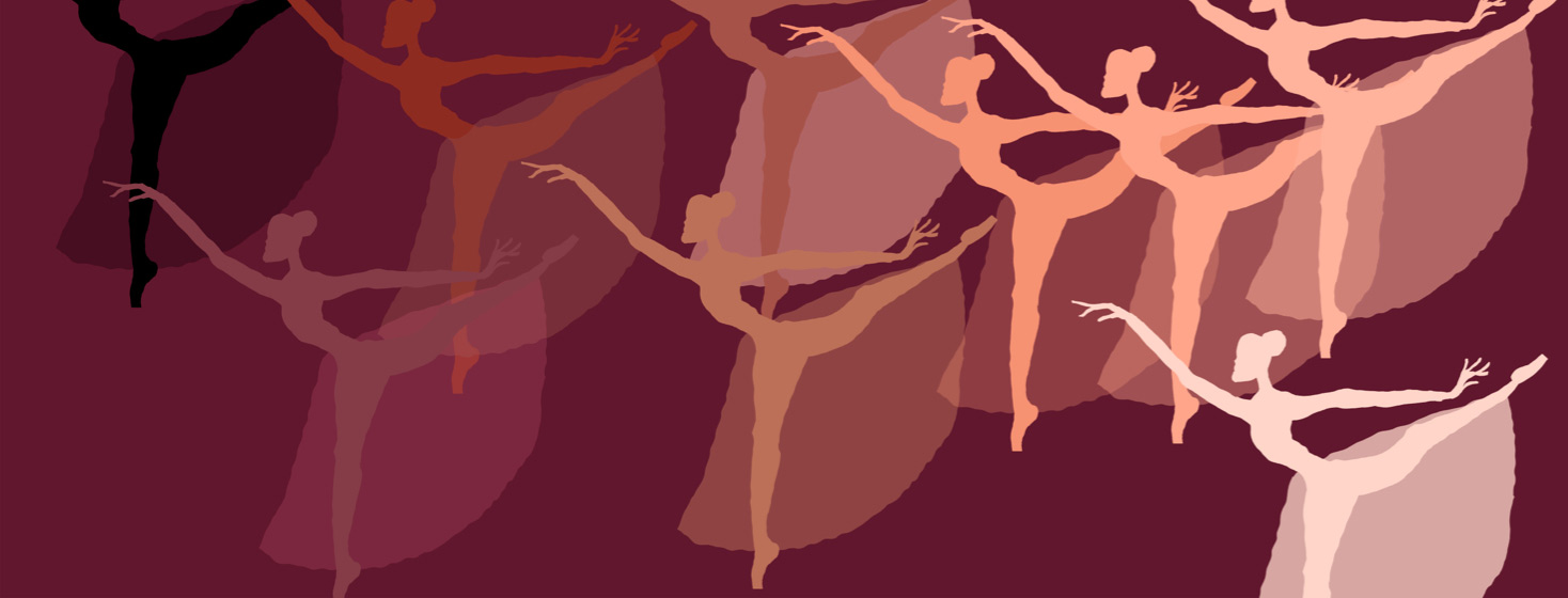 repeat image of a ballerina doing an arabesque with arms pressed back